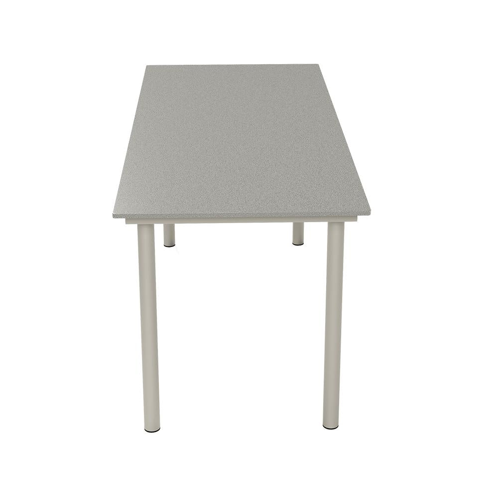7 Pieces Modern Outdoor Dining Set Rectangle Marble Top Table Chair Gray