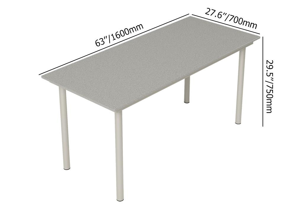 7 Pieces Modern Outdoor Dining Set Rectangle Marble Top Table Chair Gray