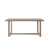7 Pieces Modern Outdoor Dining Set with Rectangle Teak Wood Table and Chair in Natural