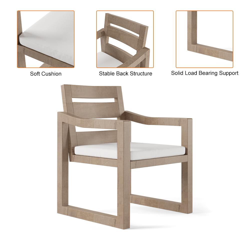 7 Pieces Modern Outdoor Dining Set with Rectangle Teak Wood Table and Chair in Natural