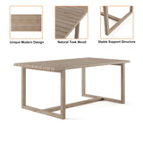 7 Pieces Modern Outdoor Dining Set with Rectangle Teak Wood Table and Chair in Natural
