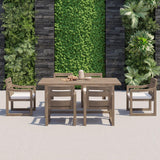 7 Pieces Modern Outdoor Dining Set with Rectangle Teak Wood Table and Chair in Natural