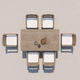 7 Pieces Modern Outdoor Dining Set with Rectangle Teak Wood Table and Chair in Natural