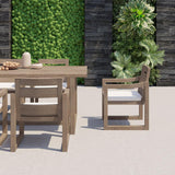 7 Pieces Modern Outdoor Dining Set with Rectangle Teak Wood Table and Chair in Natural