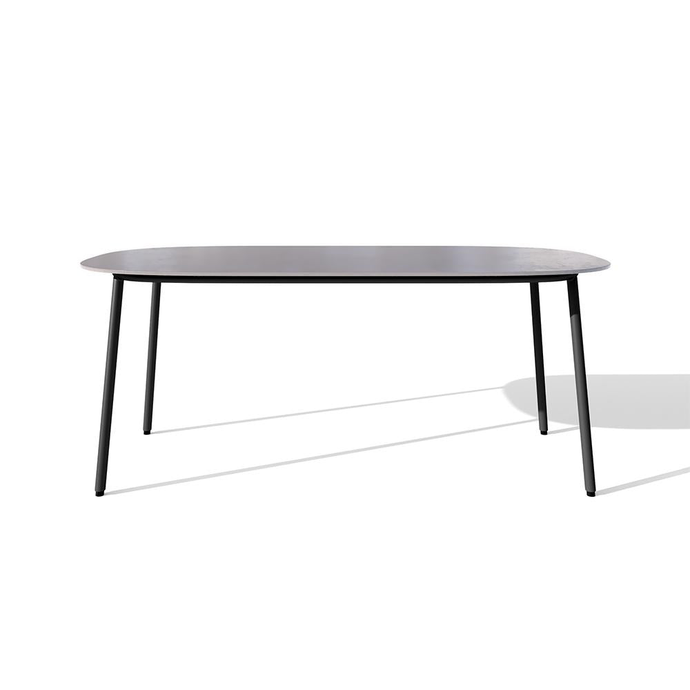 7 Pieces Outdoor Dining Set with Faux Marble Top & Aluminum Table and Rope Woven Chair