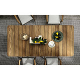 7 pièces Ensemble de restauration de patio extérieur avec table et chaise en bois en teck en naturel et gris
