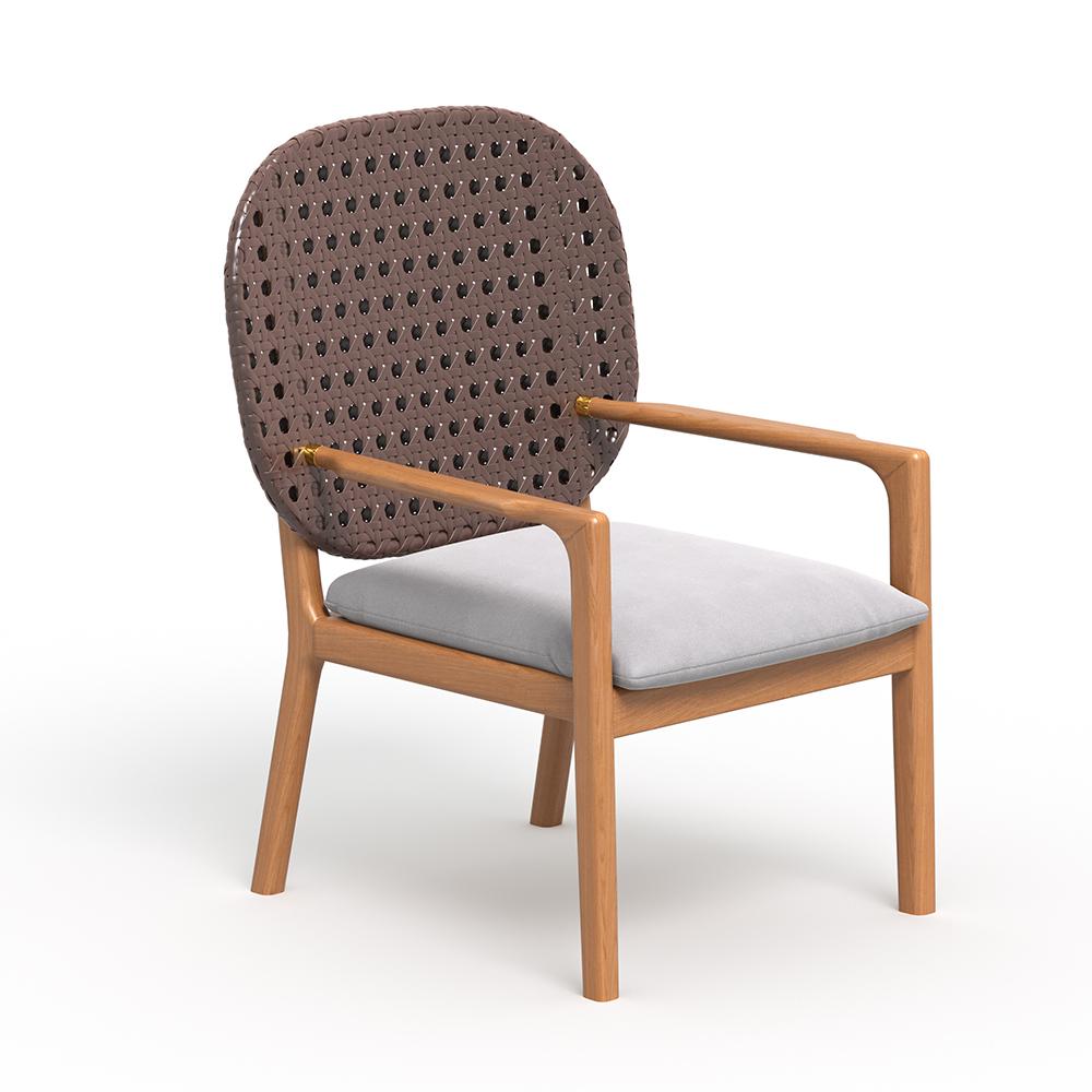 3 Pieces Teak Wood Outdoor Dining Set with Glass Top Table Rattan Armchair in Natural