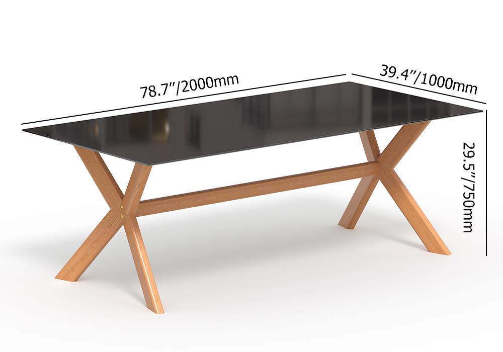 3 Pieces Teak Wood Outdoor Dining Set with Glass Top Table Rattan Armchair in Natural
