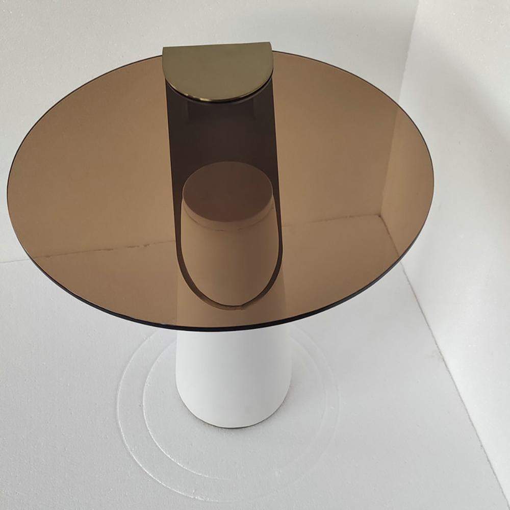 19.7" Dia Contemporary Round Side Table Tempered Glass End Table-Richsoul-End & Side Tables,Furniture,Living Room Furniture