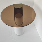 19.7" Dia Contemporary Round Side Table Tempered Glass End Table-Richsoul-End & Side Tables,Furniture,Living Room Furniture