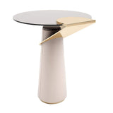 19.7" Dia Contemporary Round Side Table Tempered Glass End Table-Richsoul-End & Side Tables,Furniture,Living Room Furniture