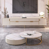 Round Modern Stone Top Nesting Coffee Table with 1 Drawer-Richsoul-Coffee Tables,Furniture,Living Room Furniture