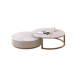 Round Modern Stone Top Nesting Coffee Table with 1 Drawer-Richsoul-Coffee Tables,Furniture,Living Room Furniture