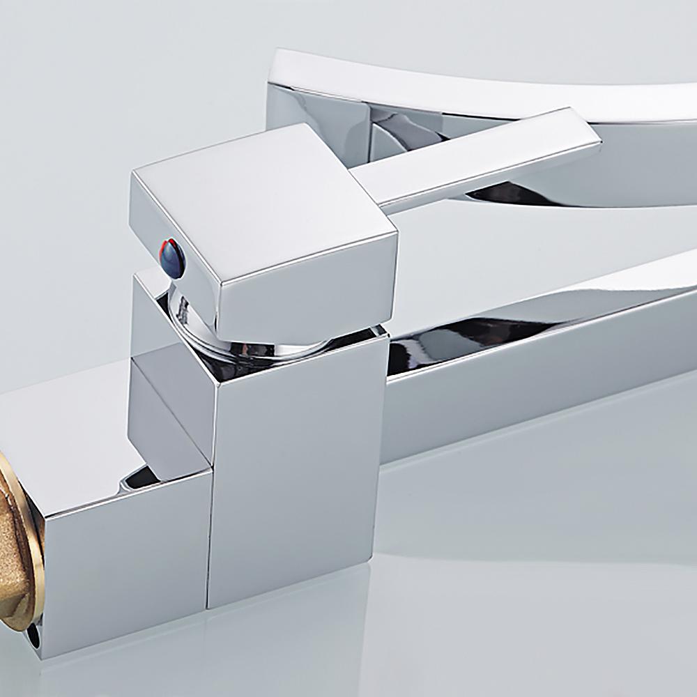 Single Handle Single Hole Bathroom Sink Faucet with Waterfall Spout in Chrome Brass