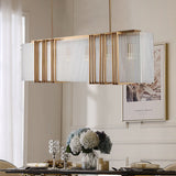 Modern Gold Linear 8-Light Kitchen Island Light with Rectangular Glass