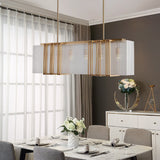 Modern Gold Linear 8-Light Kitchen Island Light with Rectangular Glass