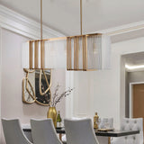 Modern Gold Linear 8-Light Kitchen Island Light with Rectangular Glass
