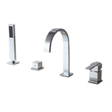 Dree Double Handle 4-Hole Roman Tub Faucet with Hand Shower Modern Style Solid Brass
