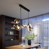 Minimalist 5-Light Glass Globe Shade Sputnik Kitchen Island Light Globe Light in Black