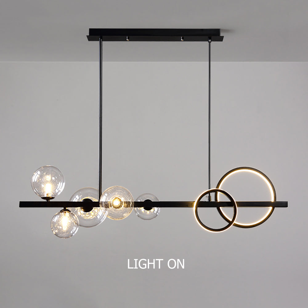 Minimalist 5-Light Glass Globe Shade Sputnik Kitchen Island Light Globe Light in Black