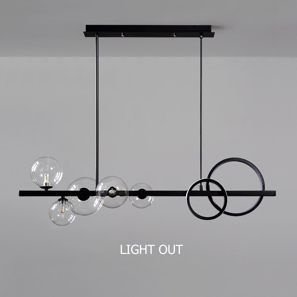 Minimalist 5-Light Glass Globe Shade Sputnik Kitchen Island Light Globe Light in Black