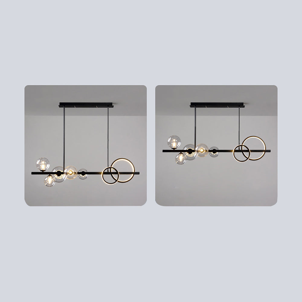 Minimalist 5-Light Glass Globe Shade Sputnik Kitchen Island Light Globe Light in Black