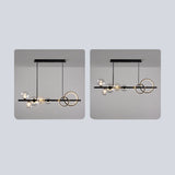 Minimalist 5-Light Glass Globe Shade Sputnik Kitchen Island Light Globe Light in Black