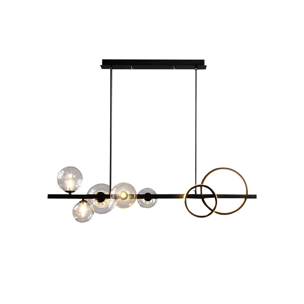Minimalist 5-Light Glass Globe Shade Sputnik Kitchen Island Light Globe Light in Black