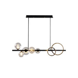 Minimalist 5-Light Glass Globe Shade Sputnik Kitchen Island Light Globe Light in Black