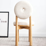 Modern White Boucle Dining Chair Side Chair Natural Wood Legs