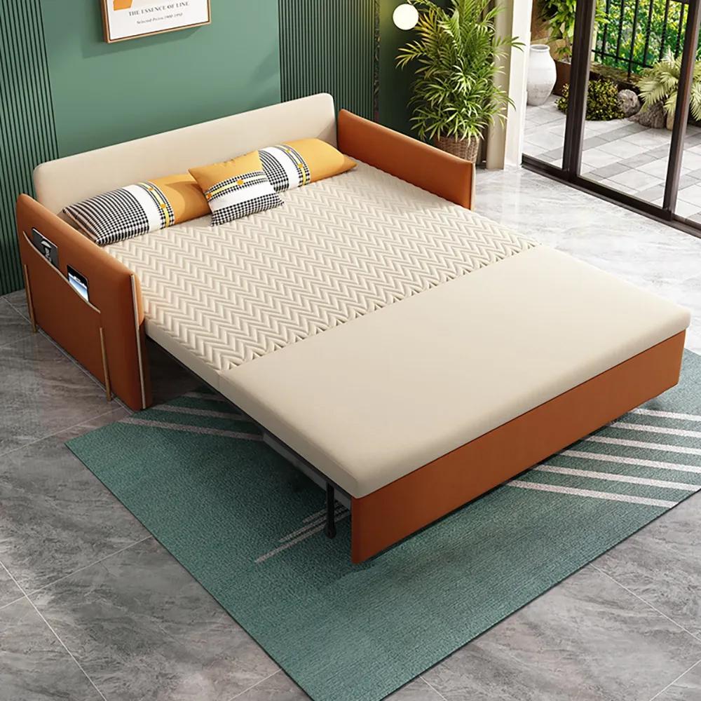 Velvet Full Sleeper Sofa Upholstered Convertible Modern Sofa with Storage