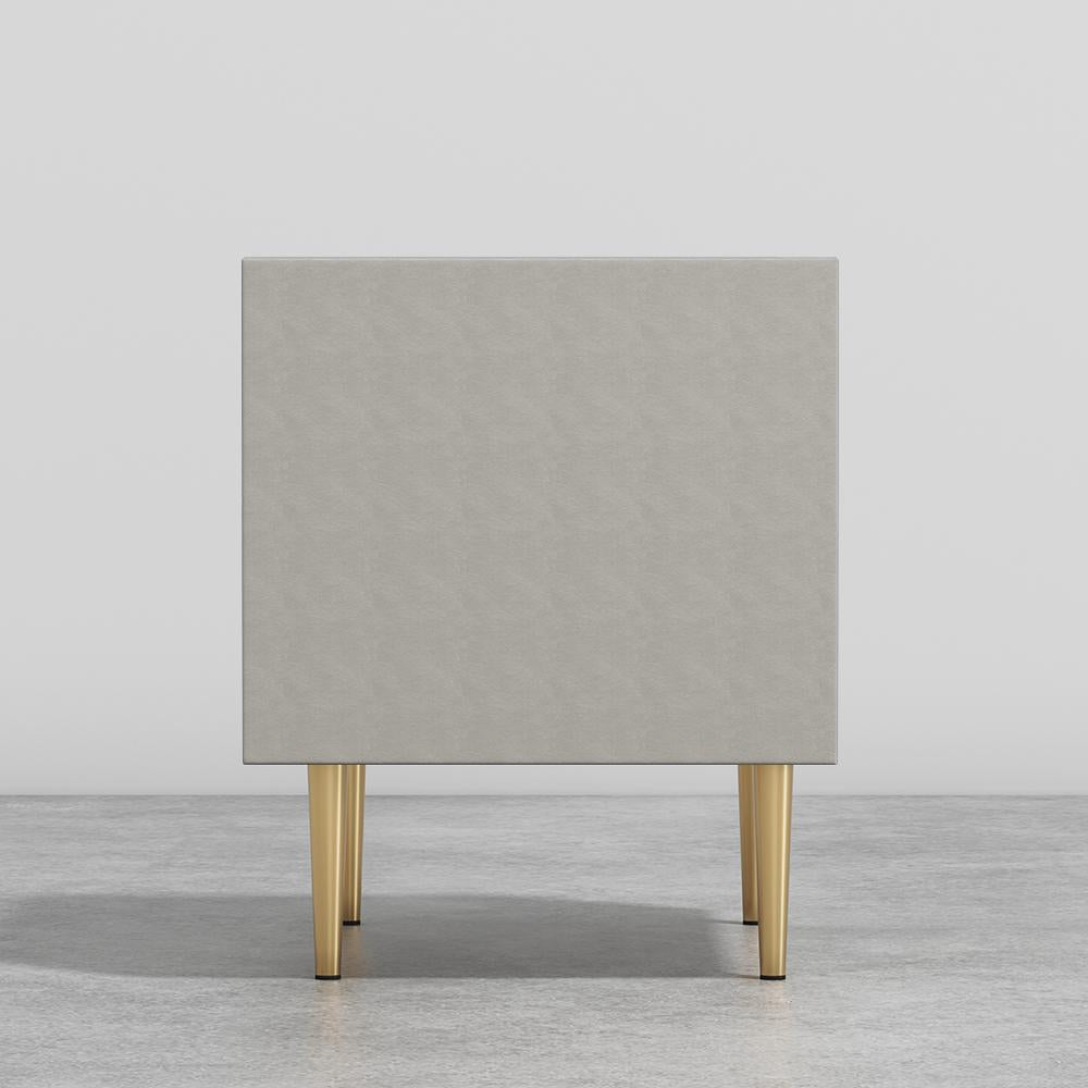 Modern 2 Drawers PU Leather Bedside Table Nightstand with Gold Metal Legs