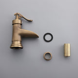 Single Hole Single Handle Waterfall Bathroom Sink Faucet Solid Brass in Antique Brass