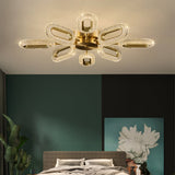 Brass Semi Flush Mount Light 8-Light LED Ceiling Light Ring Light Fixture in Gold