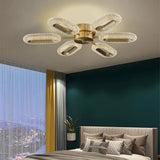 Brass Semi Flush Mount Light 8-Light LED Ceiling Light Ring Light Fixture in Gold