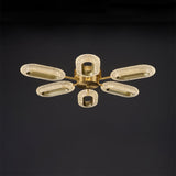 Brass Semi Flush Mount Light 8-Light LED Ceiling Light Ring Light Fixture in Gold