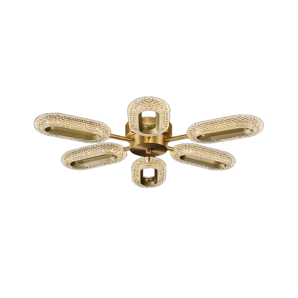 Brass Semi Flush Mount Light 8-Light LED Ceiling Light Ring Light Fixture in Gold
