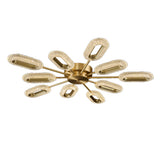 Brass Semi Flush Mount Light 8-Light LED Ceiling Light Ring Light Fixture in Gold