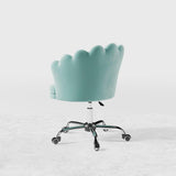 Blue Modern Swivel Office Chair Velvet Upholstered Task Chair Adjustable Height
