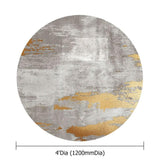 Modern Gray and Gold Abstract Round Velvet  Indoor Area Rug 4'