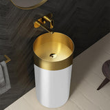 Gold Modern Luxury Round Stainless Steel Sink Pedestal Sink Freestanding