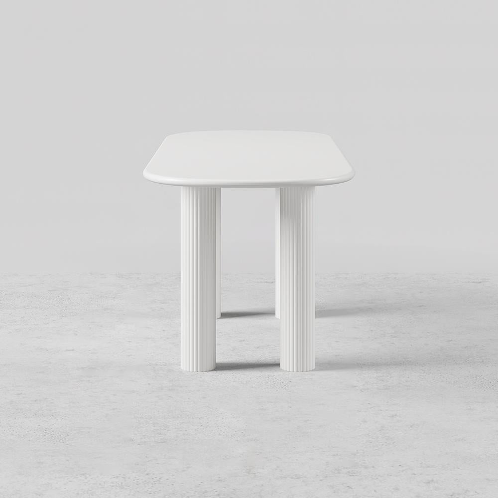 71" Oval White Dining Table 4 Pedestals 8 Seater Dining Room Table