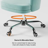 Blue Modern Swivel Office Chair Velvet Upholstered Task Chair Adjustable Height