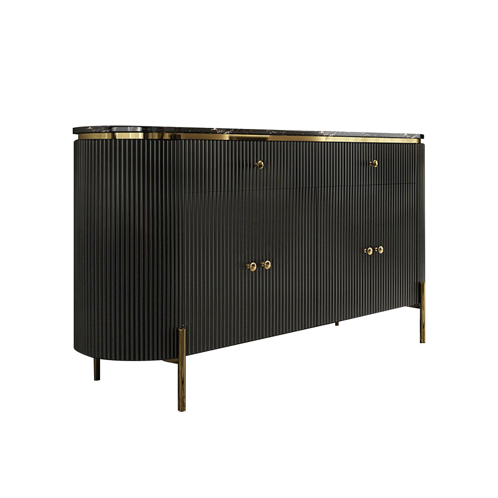 55.1" Modern Marble Top Buffet & Sideboard Doors & Drawers & Shelves