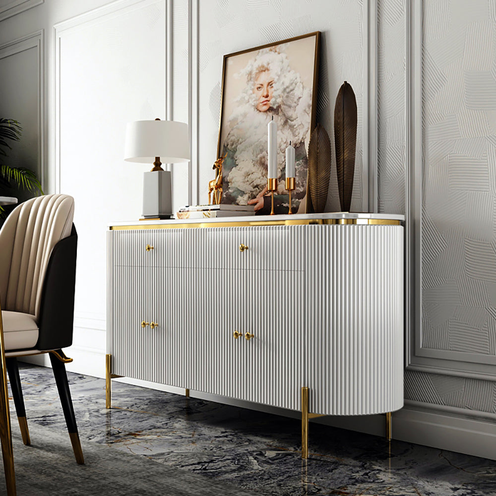 55.1" Modern Marble Top Buffet & Sideboard Doors & Drawers & Shelves