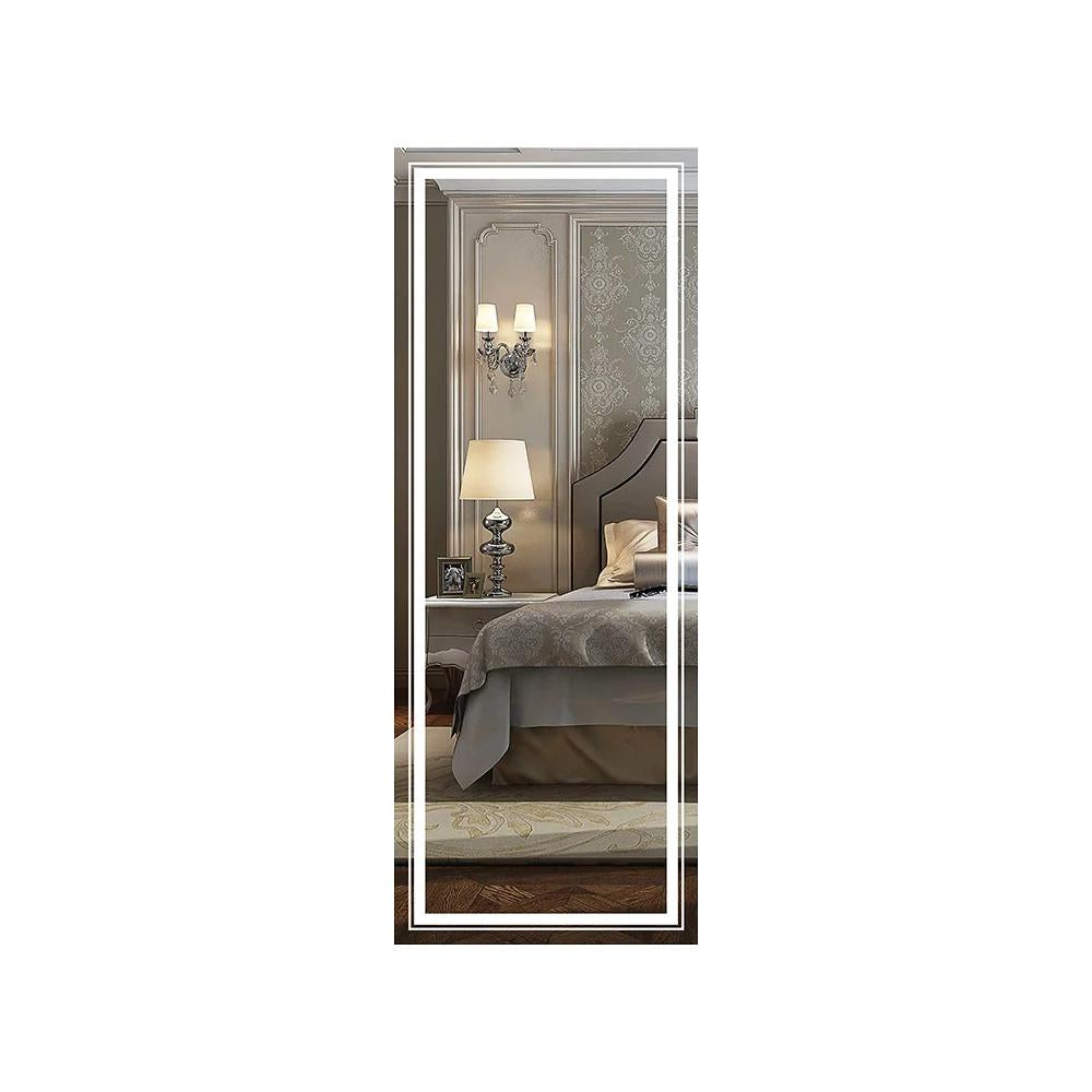 Full Length Wall Mirror with Lights 55 x 21 White Frameless LED Dressing Mirror