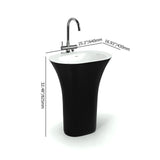 Modern Stone Resin Vase Shaped Pedestal Bathroom Wash Sink in White & Black