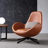 Modern Brown Egg Lounge Chair Faux-Leather Accent Chair with Metal Base-Richsoul-Chairs & Recliners,Furniture,Living Room Furniture