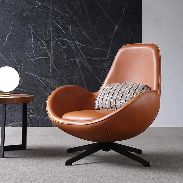 Brown Wool Fabric Upholstered Egg Shaped Modern Arm Chair main image 0
