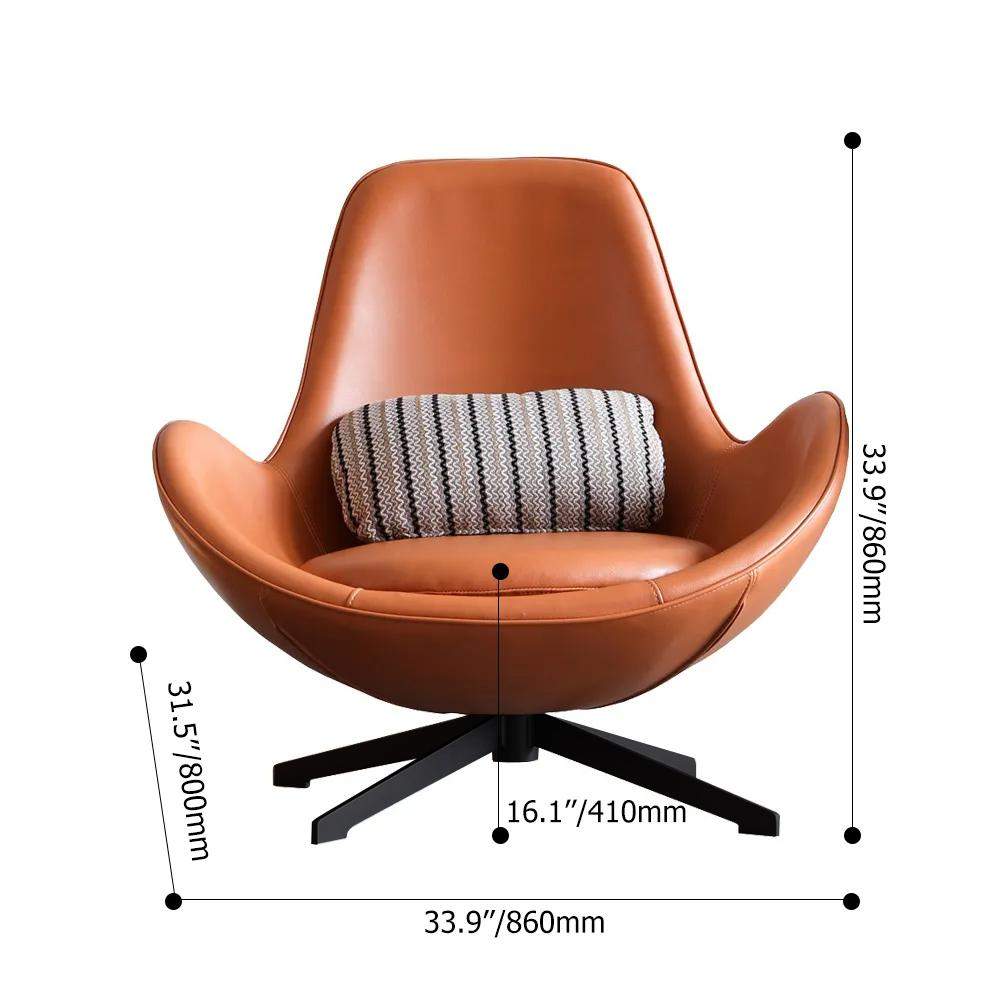 Modern Brown Egg Lounge Chair Faux-Leather Accent Chair with Metal Base-Richsoul-Chairs & Recliners,Furniture,Living Room Furniture
